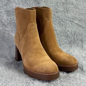 Naturalizer Orlean Platform Ankle Boot Golden Caramel Suede Women's 9.5M